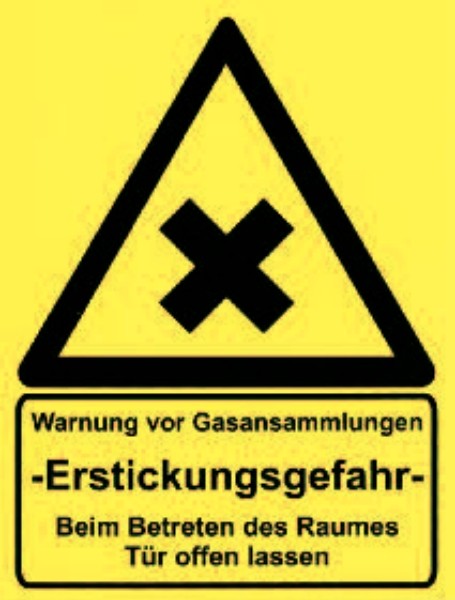 Aufkleber Warnung vor Gasansammlung